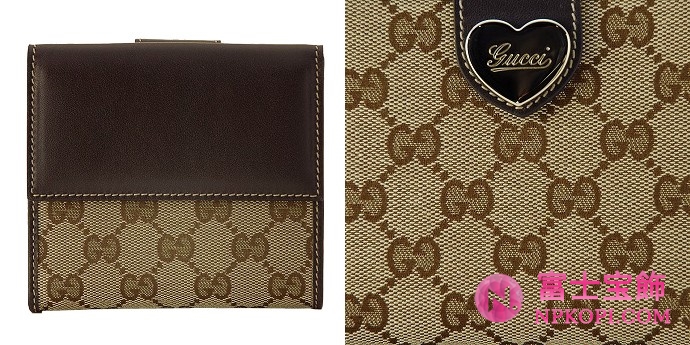 GUCCI/グッチ 2012年春夏HEART定番キャンバスGG柄ハートディテール2つ折りコンパクト財布 203549 FFPAG 9643 